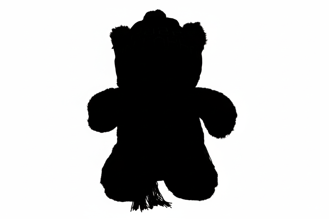 Black silhouette of a Santabear on a white background