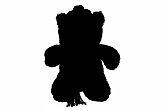 Black silhouette of a Santabear on a white background