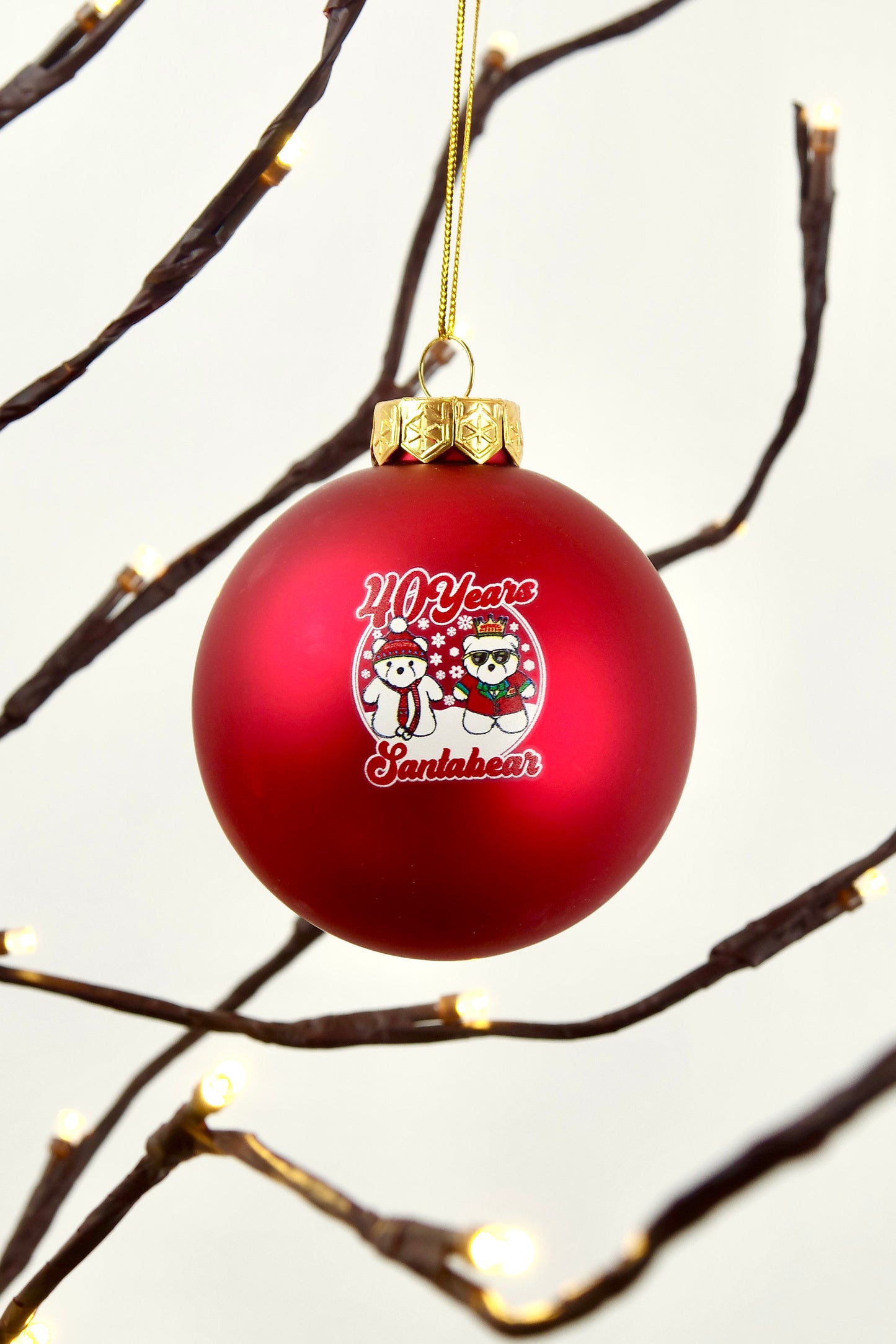 40th Anniversary Santabear Birthday Bears Glass Ornament