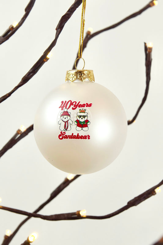 40th Anniversary Santabear Birthday Bears Glass Ornament